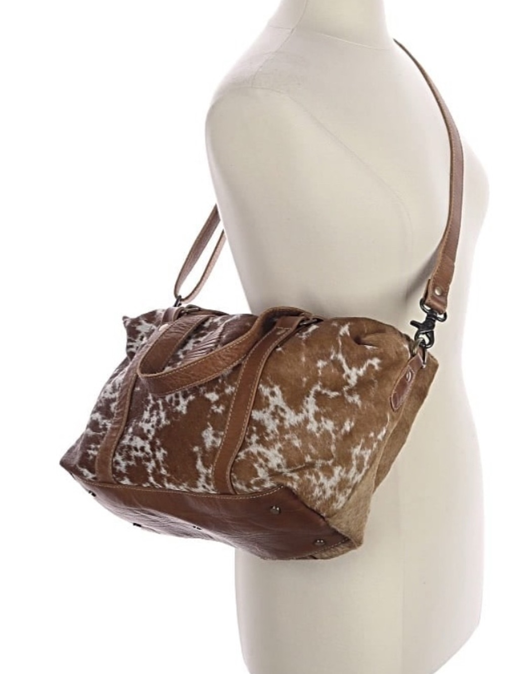 Myra Bag Brown & White Cowhide Shoulder Bag